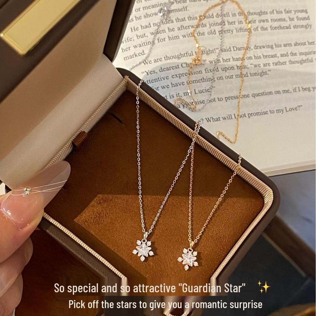 S925 Sterlingsilber Sternenlicht Schneeflocken Halskette: Damen Luxusdesign, Elegante Schlüsselbeinkette, Perfektes Geburtstagsgeschenk