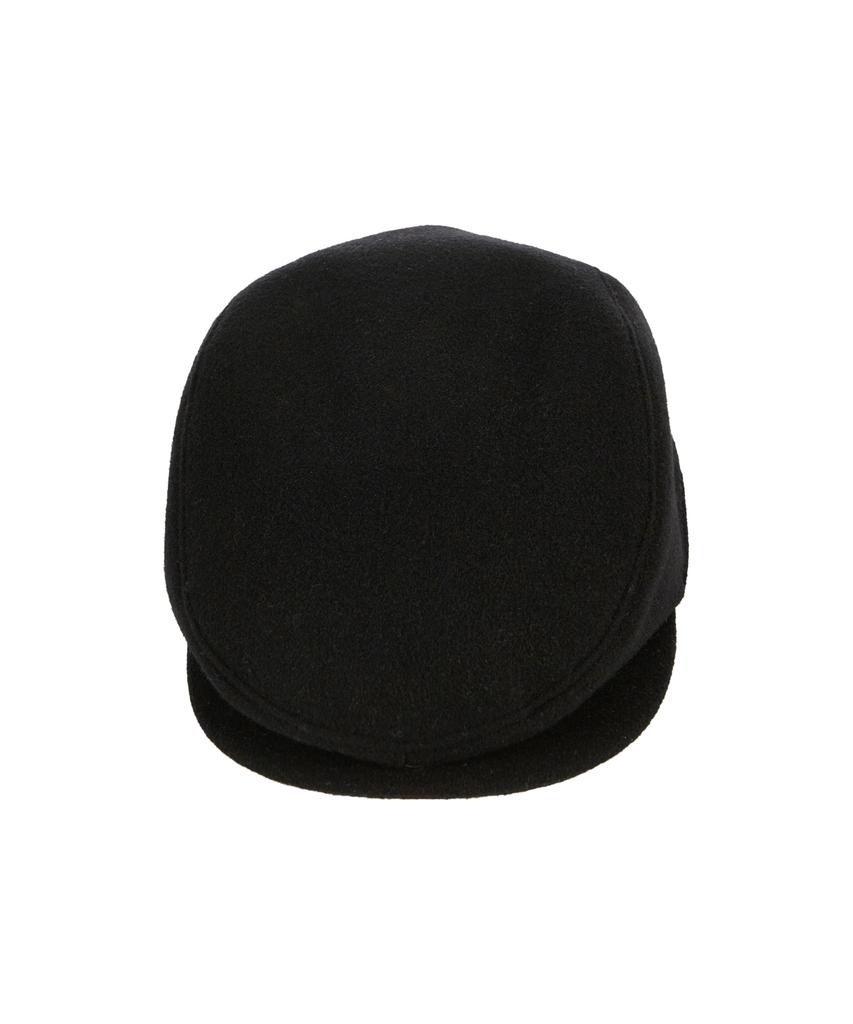 Bajal Studded Logo Retro Wool Beret Black