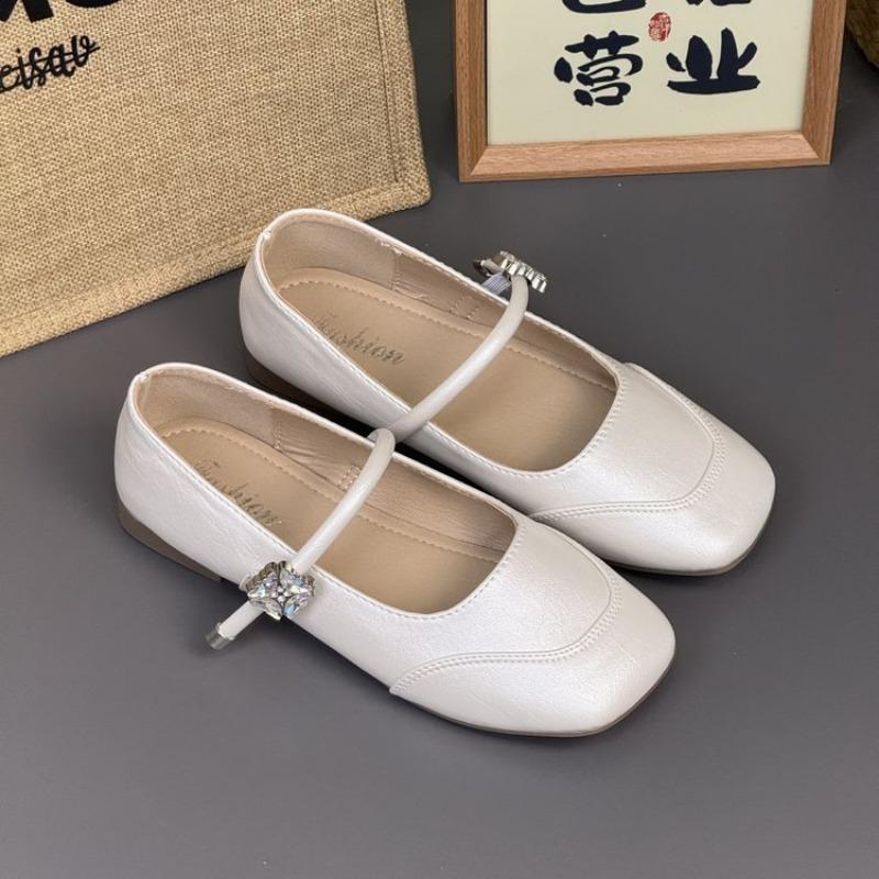 

Flat bottom shallow mouth Mary Jane shoes autumn new one-word belt simple shoes women s casual shoes 40