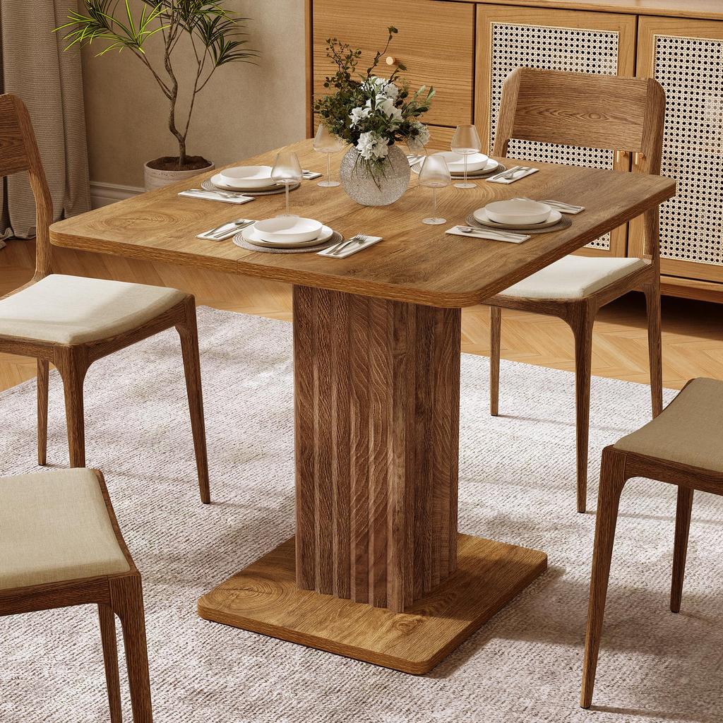 Dining Table for 4, 90 Cm X 80 Cm X 75 Cm Small Kitchen Table with Sturdy Base, Farmhouse Dinner Table for Dining Room