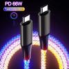 6A Fast Charging RGB Breathing Luminous Gradient Light Data Cable 66W TYPE-C Charger For 15 Pro Huawei Samsung Data Cable