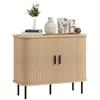 Mid-Century Modern Sideboard Aufbewahrungsschrank mit Lamellen-Rolltüren, Küchenschrank mit Stahlbeinen, Eichenoptik