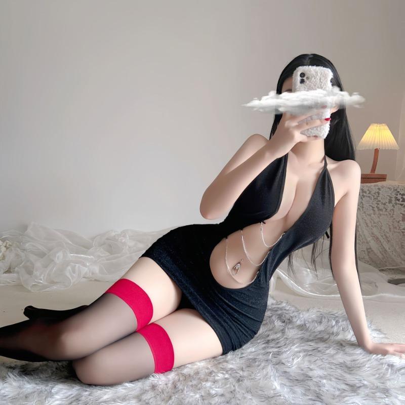 Sexy pajamas fun free tight secretary uniform sexy stunner open chest hip hot backless nightclub suit