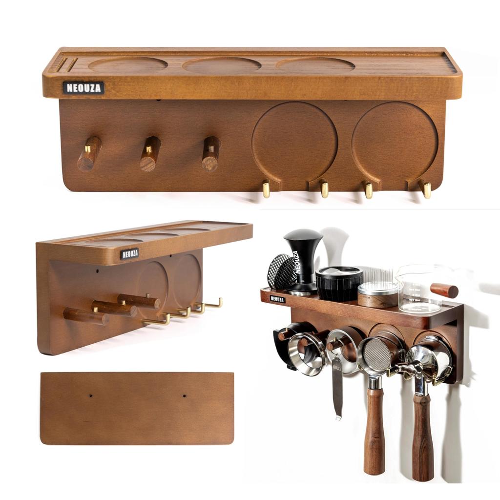 NEOUZA Espresso Accessory Wall-Mounted Storage Stand for 515358mm Coffee Tampers, Distributors, and Portafilters, for Bars, Homes, and Offices