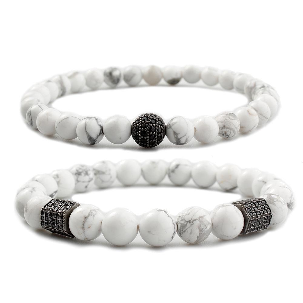 White Turquoise  Zirconia Diamond Ball Bracelet with Copper Accents