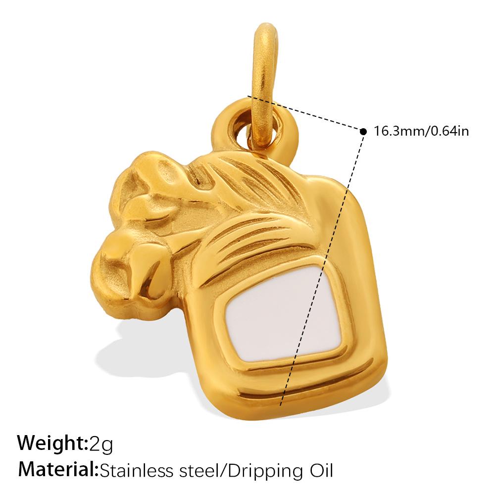 Stylish Gold Embossed Stainless Steel Pendant – Trendy European & American Jewelry Accessory