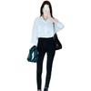 White Shirt Women Commuting Design Niche Top With Sweater Stacked Long-sleeved