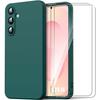 Soft Case - BOOLING - for Samsung Galaxy S25 FE - Slim Silicone - 2 Tempered Glasses - Night Green