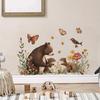 Self-adhesive Forest Style Bear and Squirrel Wall Stickers for Kids Room Bedroom Warm Home Decor