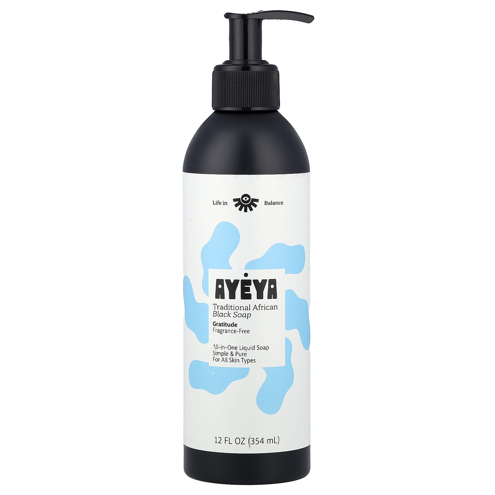 

Ayeya, Traditional African Black Soap, For All Skin Types, Fragrance Free, 354 ml (12 fl oz)