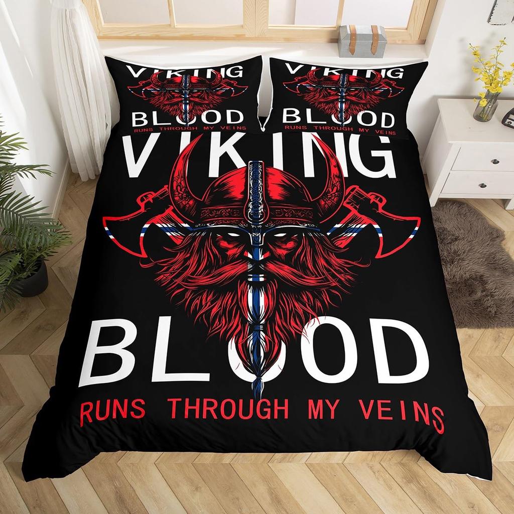 Axe Duvet Cover Set For Teens Adults Men Queen Lightweight Quilt Cover With 2 Pillowcase Traditional Battle Bedding Set No Quilt