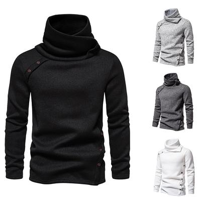American Knitted Sweater Men's Autumn and Winter Sweater Solid Color Pile Collar Men's Sweater Bottoming Shirt