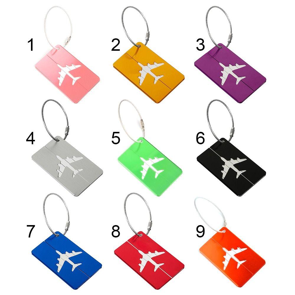 Loop Identifier Alloy Metal Reusable Bag Tag Suitcase Labels Travel Luggage Tags Labels With Ropes