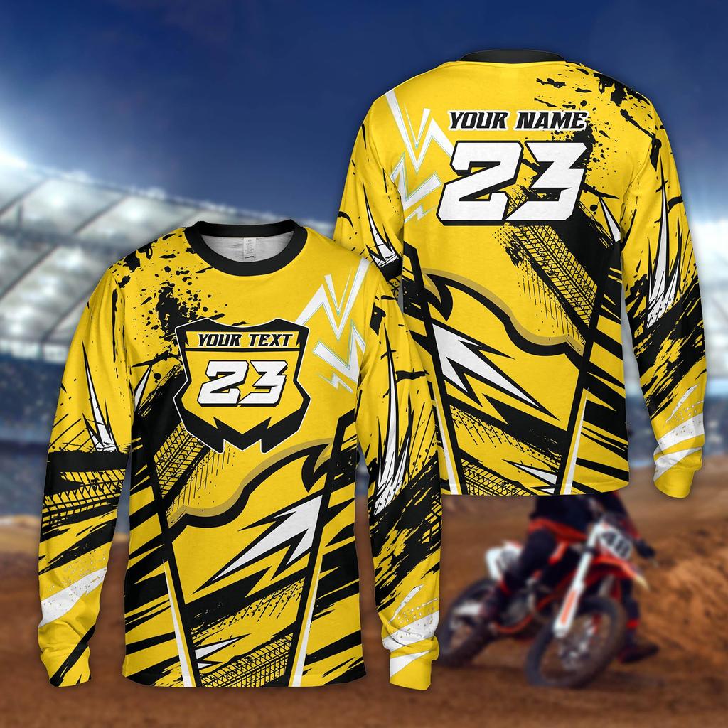 Customizable Off Road Motorcycle Long Sleeve Shirt Personalized Rider Name Number Motocross 3D Jersey Dirt Bike Racing Team Apparel