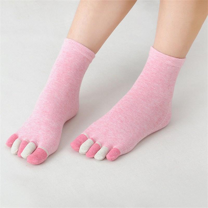 Toe Socks Women's Mid-Calf Sweat Pure Cotton Color Finger Spring