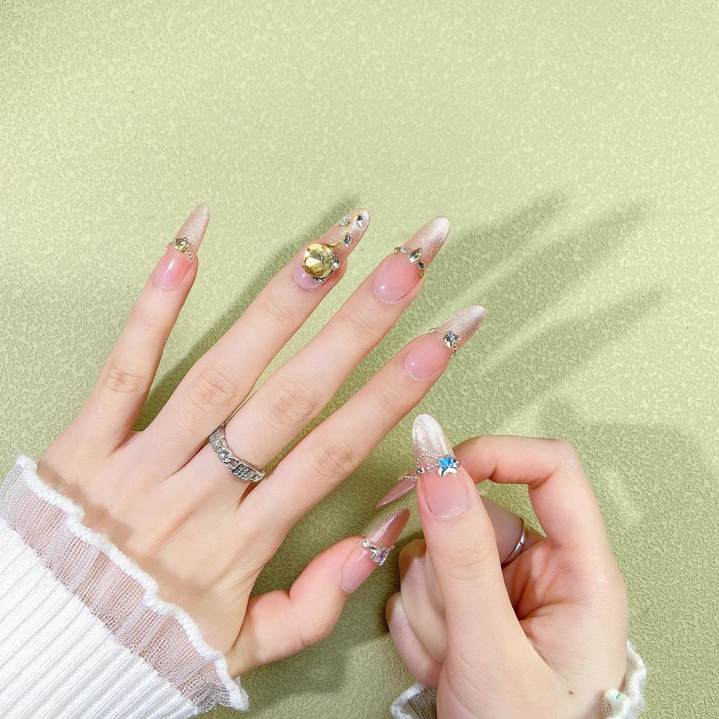 Cat Eye Gradient Press-On Nails: Handmade Light Luxury Design for a Gentle, Elegant Manicure