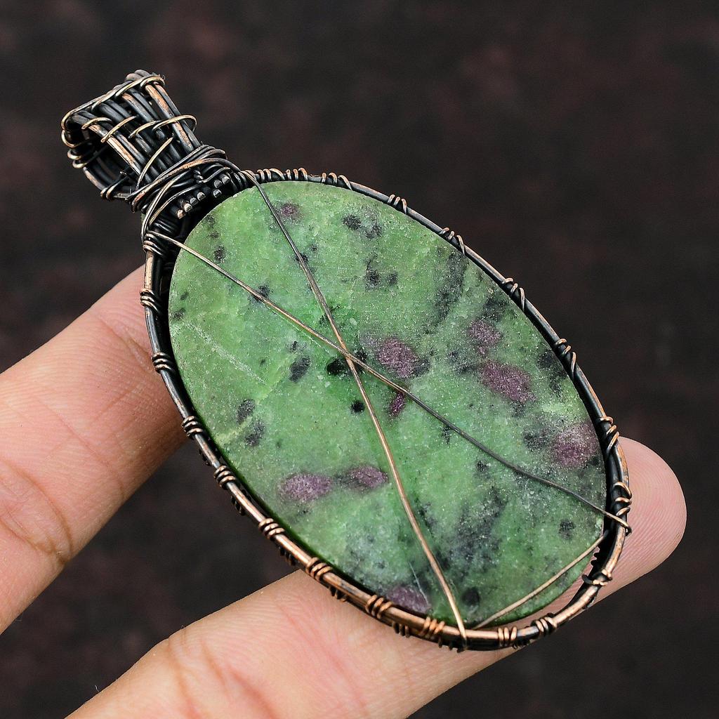 Ruby Zoisite Pendant Copper Wire Wrapped Pendant Handmade Pendant Ruby Zoisite Copper Jewelry Pendant For Women Top Quality Gemstone Jewelry