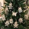 Gold Color Christmas Tree Pendant Star Design Snowflake Shape Icicle Ornaments Set Reindeer Motif Bell Accent