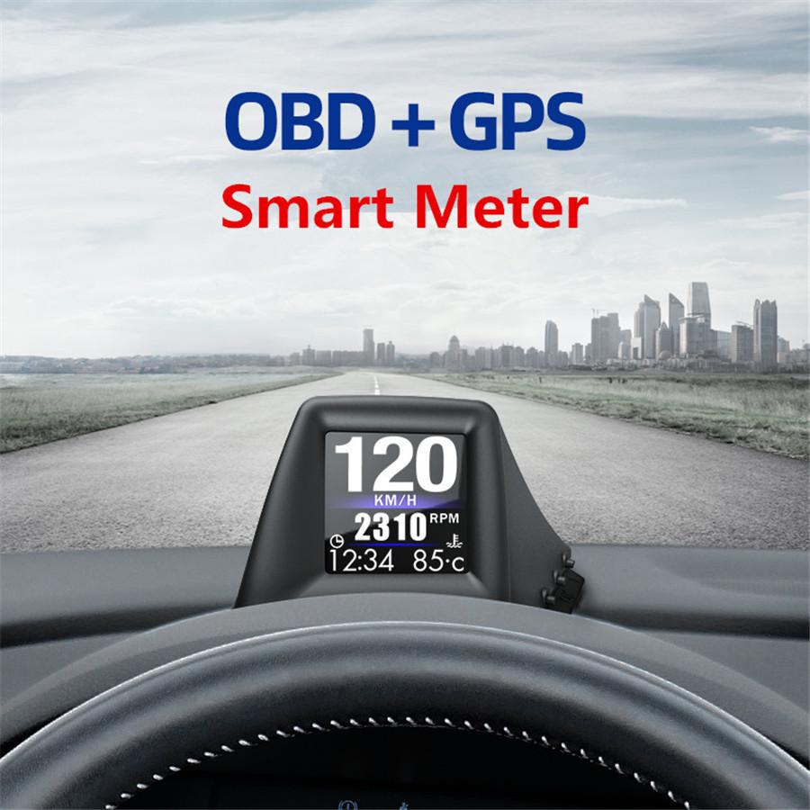 Computer HUD Integrat cu Sistem Dublu OBD+GPS 2 în 1 pentru mașini, viteză motor și turații pe parbriz