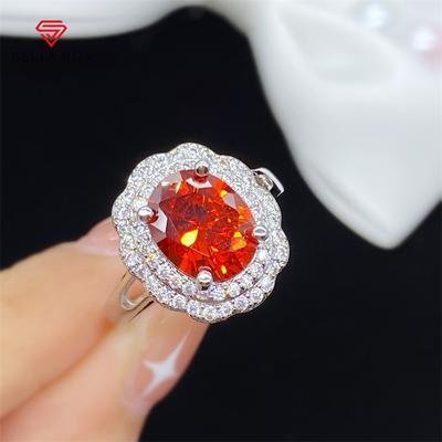 Temperament Gorgeous Oval Shape Orange Rings For Women Zircon Engagement Party Fine Jewelry Gift