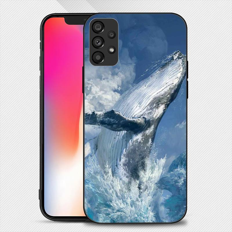 Charming Whale Paint Phone Case For Samsung Galaxy S22 S23 Ultra S21 S20 FE Plus Note 20 Soft Cover