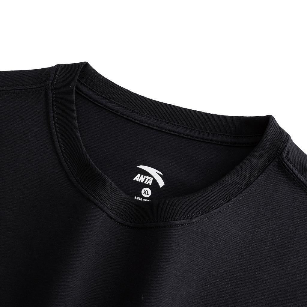 Anta Sports Retro Lifestyle Series Short Sleeve Knitted T-Shirt Summer Tee Men tops Basic-Black 152628107-6