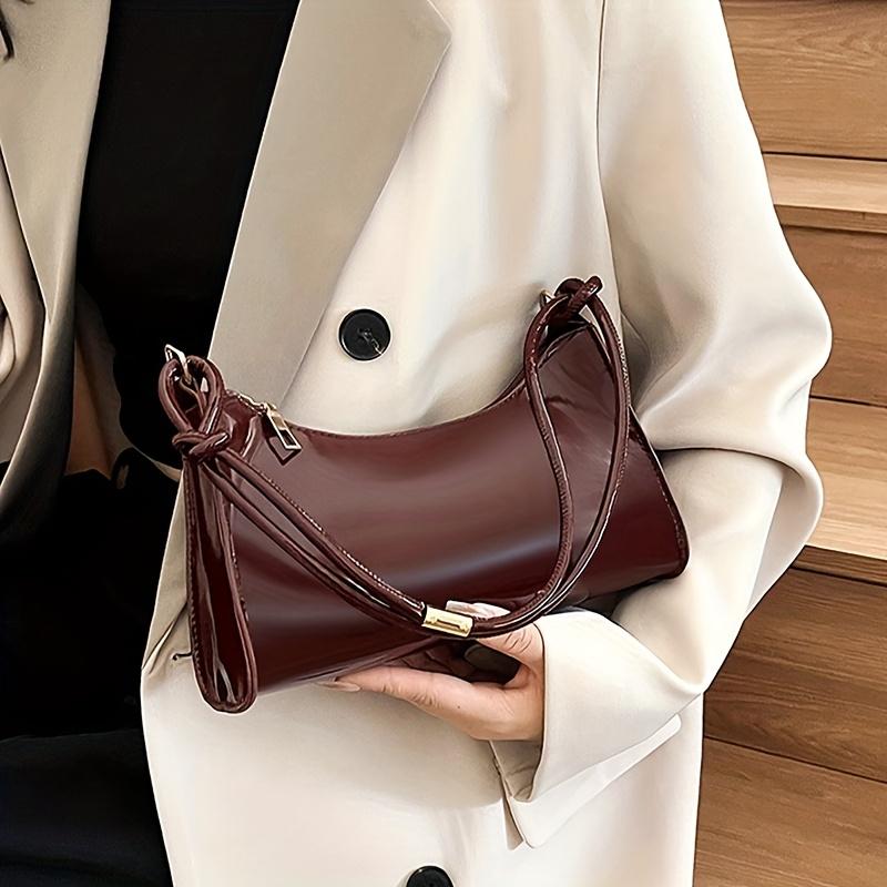 Shoulder Bag - Golden-Tone Zipper Closure & Adjustable Strap, Minimalist Tote For, Casual & Formal Events, Durable & Versatile Everyday Purse