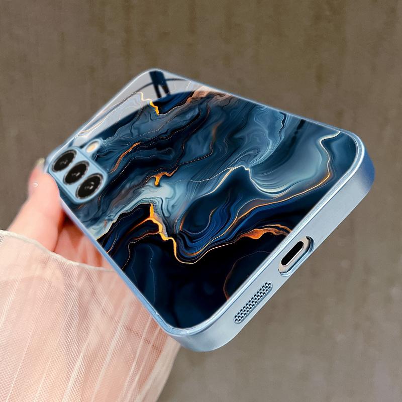 Gold Streaked Blue Marble Fashion Phone Cases for Samsung Galaxy S26 S25 S24 S23 S22 S21 FE Ultra Plus Phone Case Coque Fundas