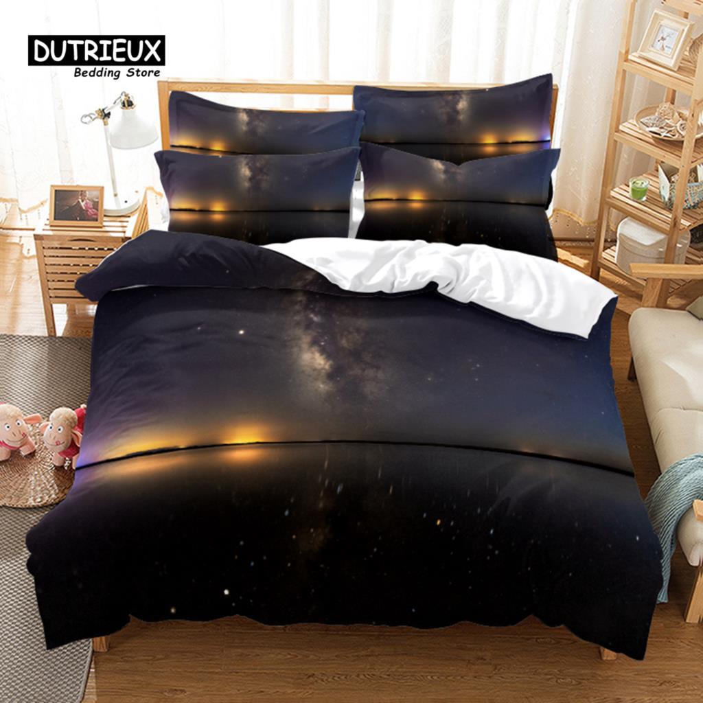 Starry Sky And Galaxy Bedding Set, 3Pcs Duvet Cover Set, Soft Comfortable Breathable Duvet Cover, For Bedroom Guest Room Decor