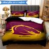 3PCS Brisbane Broncos Bedding Set 2D Printing (Includes 1 Duvet Cover + 2 Pillowcases Coreless), Bedroom decor,Fan gift