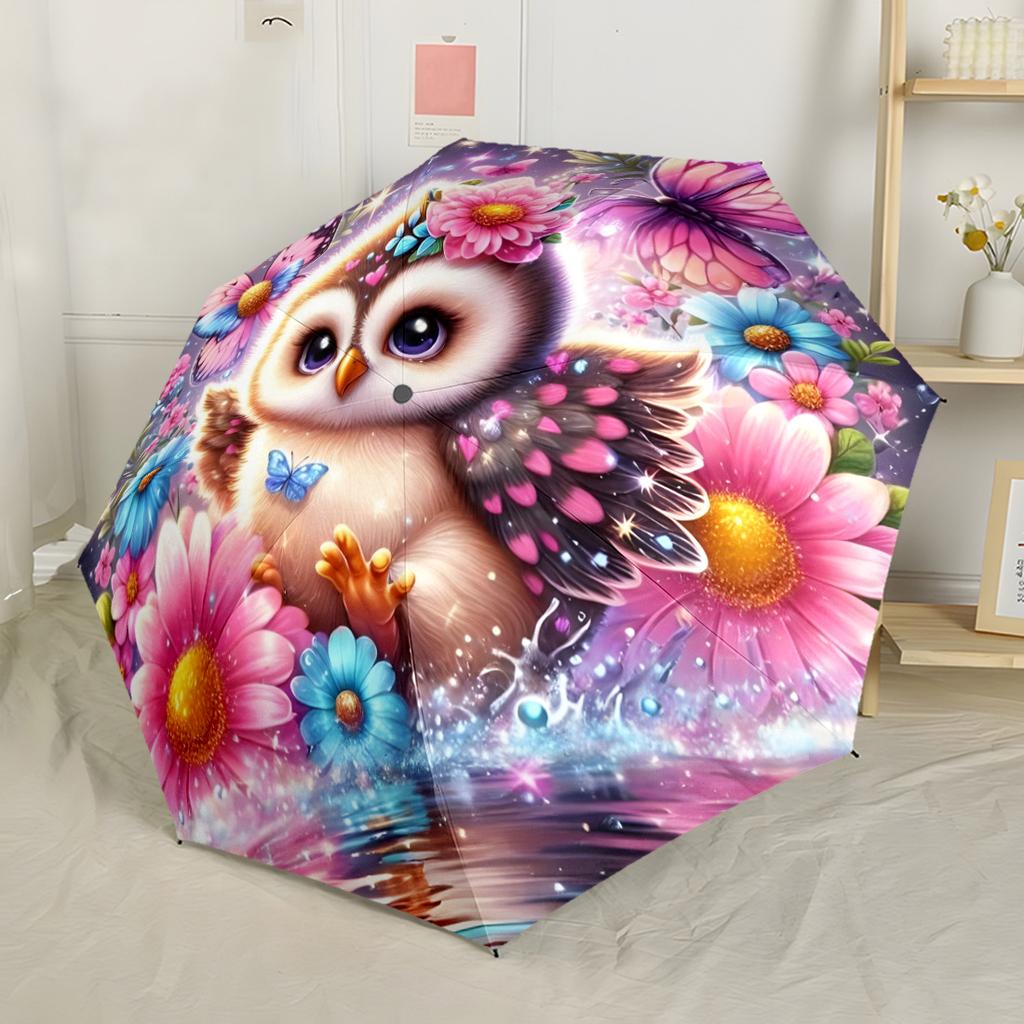 Owl Family In Moonlight Automatic Umbrella Sturdy 8-Rib Shaft Foldable Design Durable Everyday Carry Umbrella Fashionable Accessory