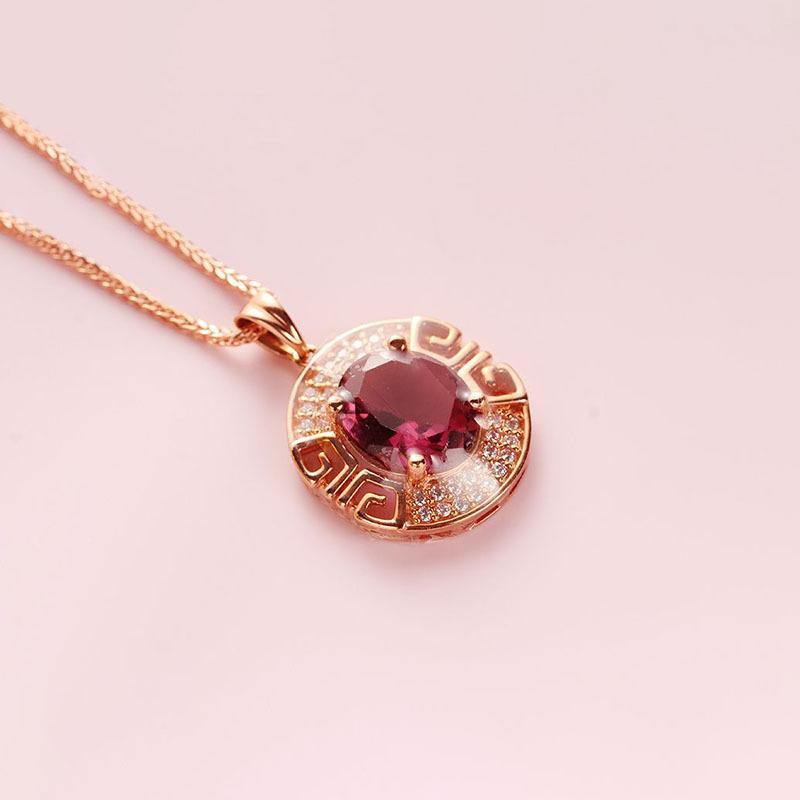 Exquisite Russian Purple Gold Smoke-Colored Gemstone Pendant, Court Style Egg Surface Pattern Pendant, Rose Gold-Plated Jewelry For Women
