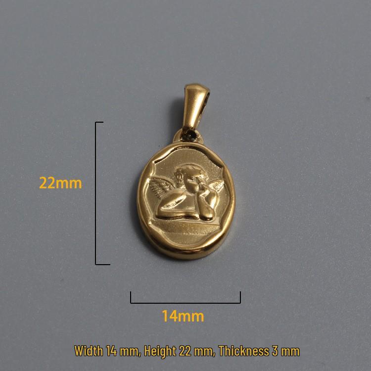Gold-Plated Stainless Steel Cupid Angel Necklace Pendant Steel