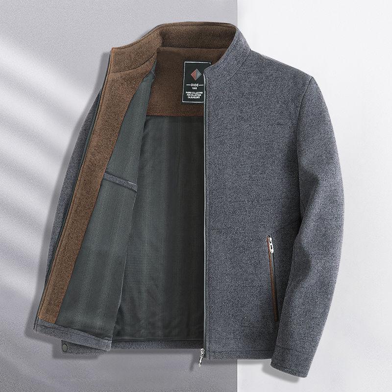 

Чоловіча вовняна куртка Romon - Діловий кежуал, Вітрозахисний комір-стійка для чоловіків середнього та похилого віку (Осінь/Весна) M 80-100 jin сірий колір