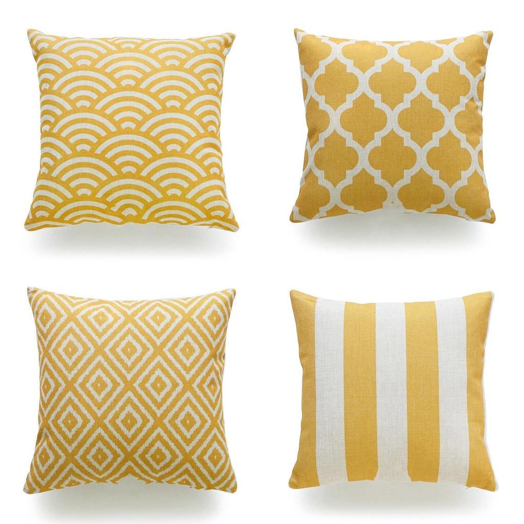 Premium Quality Mustard Yellow Geometric Cushion Cover For Seasonal Charm