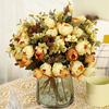 Pivoines Artificielles Fleur Mélange de Fleurs de Pivoine Artificielle Tige de Fleur Fausse Soie Toucher Réel Bouquet pour Arrangements Floraux Table à Manger Fête de Mariage Centre de Table