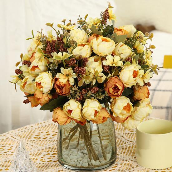 Pivoines Artificielles Fleur Mélange de Fleurs de Pivoine Artificielle Tige de Fleur Fausse Soie Toucher Réel Bouquet pour Arrangements Floraux Table à Manger Fête de Mariage Centre de Table