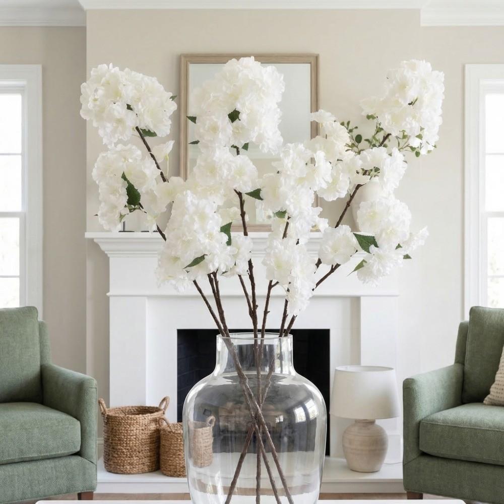 Green Leaves Faux Sakura Flower Branch Real Touch Simulation Floral Fake Flower  Mother's Day Gift