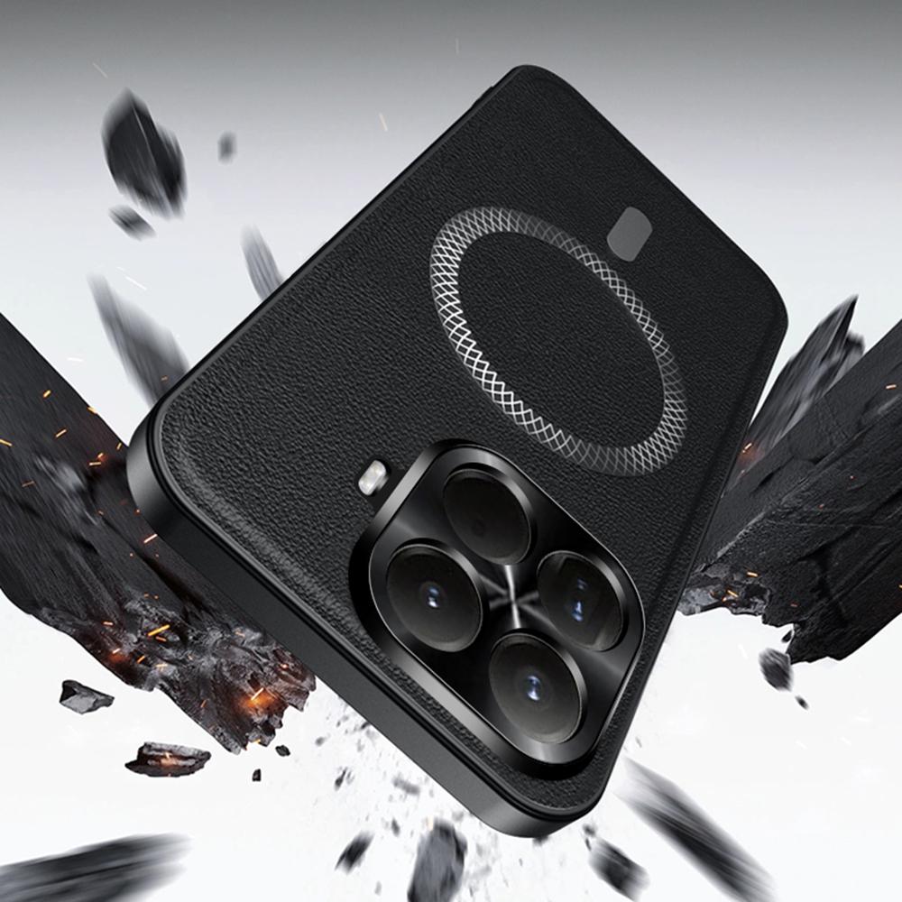 For Xiaomi 15T Magnetic Case PU TPU PC Phone Back Cover with Metal Lens Frame