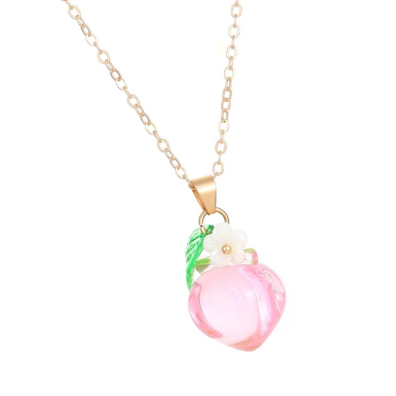 Strawberry/Peach Pendant Necklace Trendy Women Accessory Fruit Chain Jewelry Perfect for Casual and Special Occasion