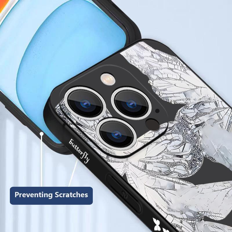 Fantastic Butterfly Print Lanyard Case For iPhone 17 Pro Max Funda iPhone 16 15 14 13 Pro Max 11 16E 17E Soft Silicone Cover