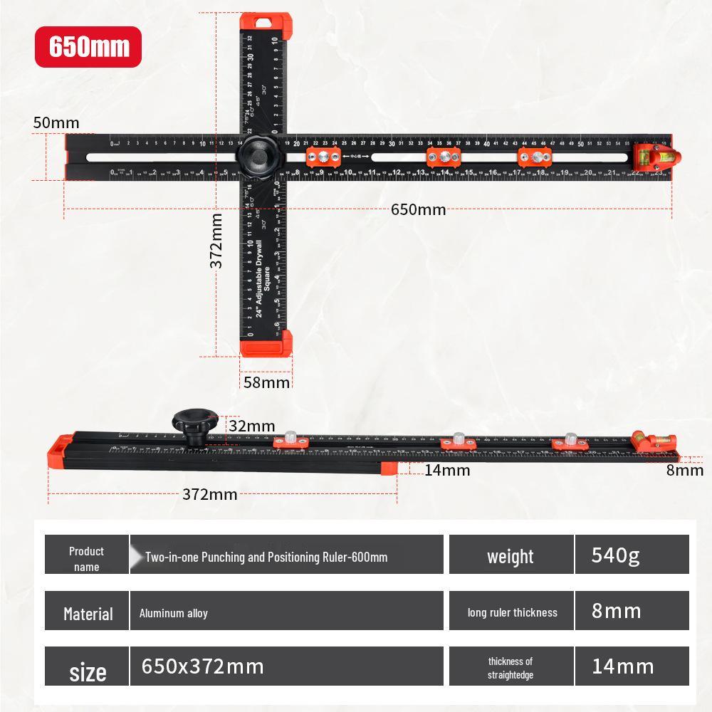 Multifunctional Woodworking T-Square & Positioning Angle Ruler