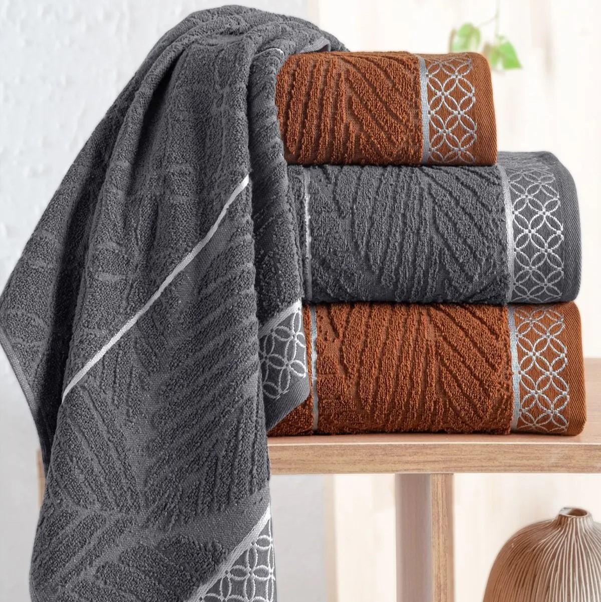 

Towel 4 Pieces Set, Turkish 100% Cotton, High Quality, Super Absorbent, Soft, Luxury, Non-fading 70x140 & 50x90 Brown&Grey 70x140,50x90 Cm коричневий/сірий