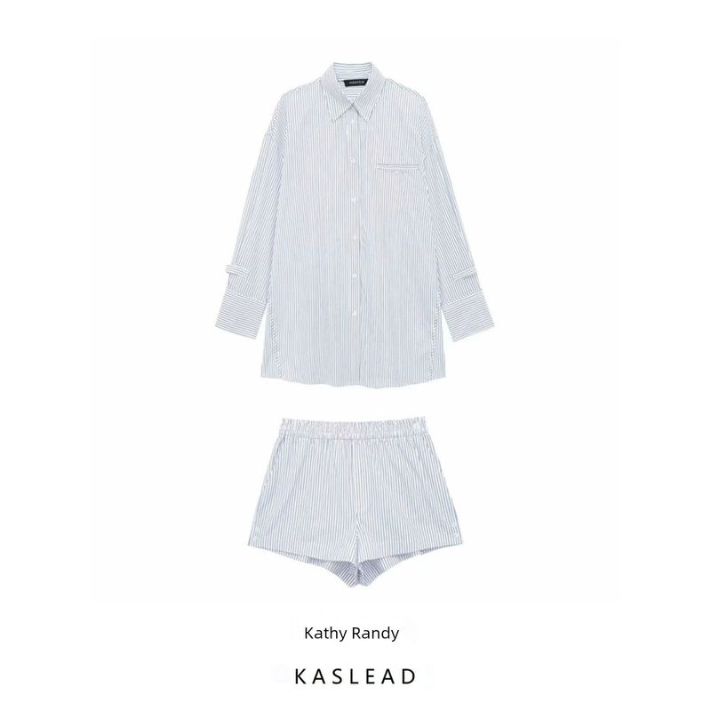 Women's Kaslead Fashion Style Striped Long-Sleeved Top