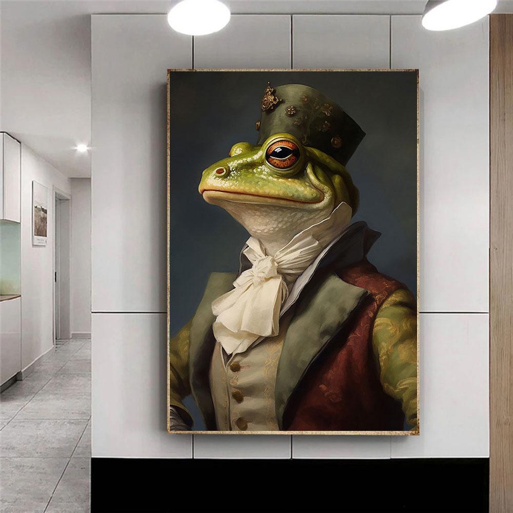 Retro Zwierzęcy Dżentelmen Portret Średniowiecze Plakaty i Nadruki Malowanie na Płótnie Sztuka Ścienna Obraz Salon Wystrój Domu Prezenty