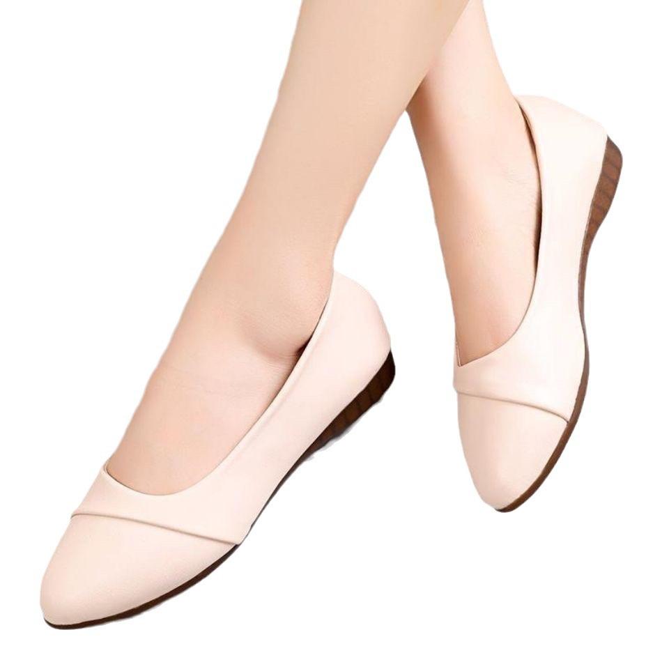 Pantofi simpli din piele versatili noi, cu vârf rotund, talpă din tendon de vită, antiderapanți și confortabili, cu talpă plată, pentru vârsta mijlocie și vârstnici, pantofi din piele cu talpă moale