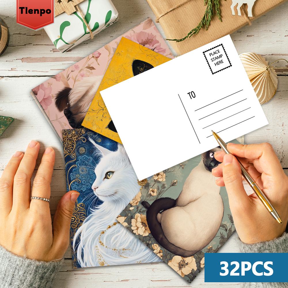 32pcs, Cat Collection Postcards, Birthday/Anniversary Gifts, Collectibles, Suitable for Gift Giving, Can Be Mailed.