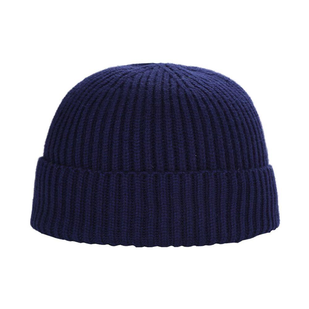 Bonnet Hat Solid Color Women Skullcap Knitted Brimless Hat Korean Style Beanie Hats Men Docker Cap