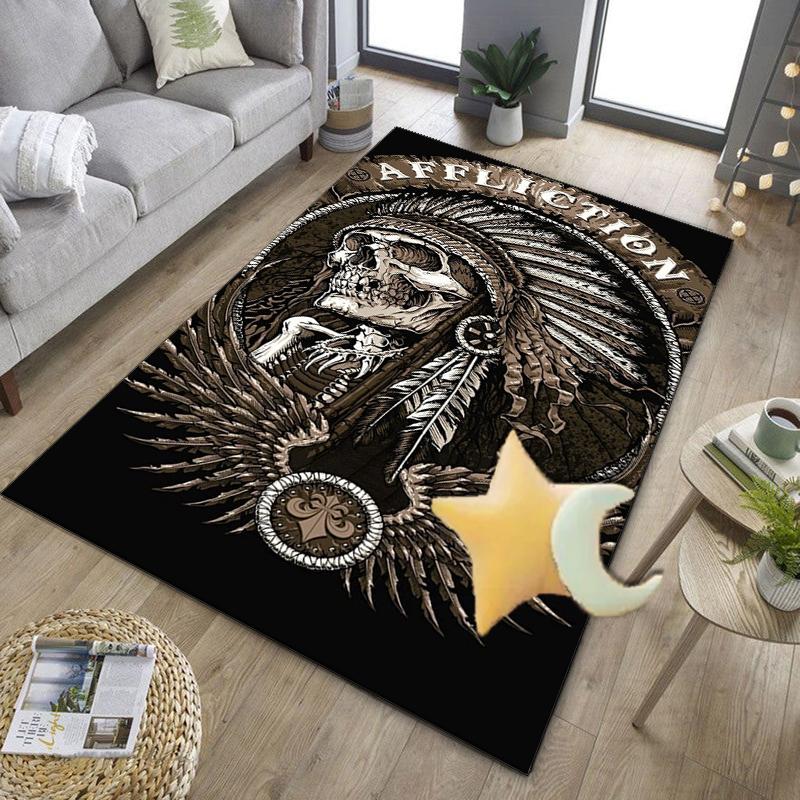 Skulls And Roses Artwork Office Rug Chair Mat, Entryway Carpet, Suitable for Front Door, Bedroom, Living Room, Desk, Holiday Gift