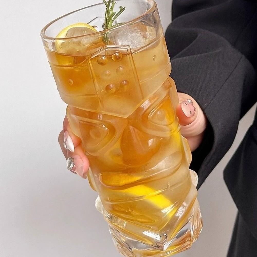 420ml Mask Glass Cup Transparent Tiki Glasses Funny Cup Juice Cup Bar